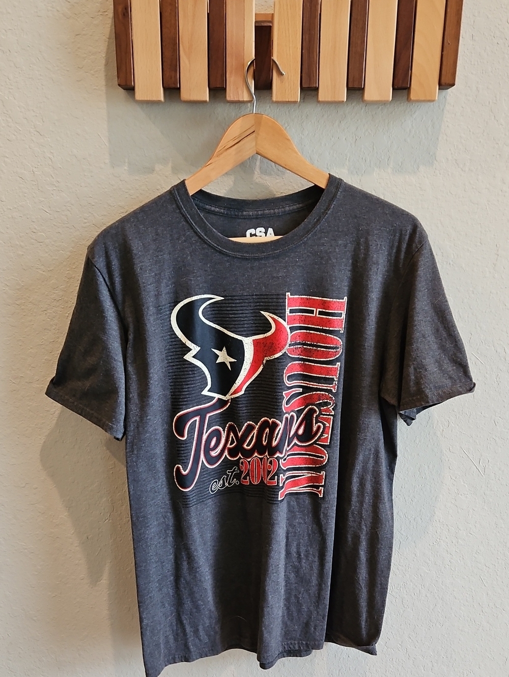 Houston Texans Graphic Tee - Dark Gray with Red & White Logo